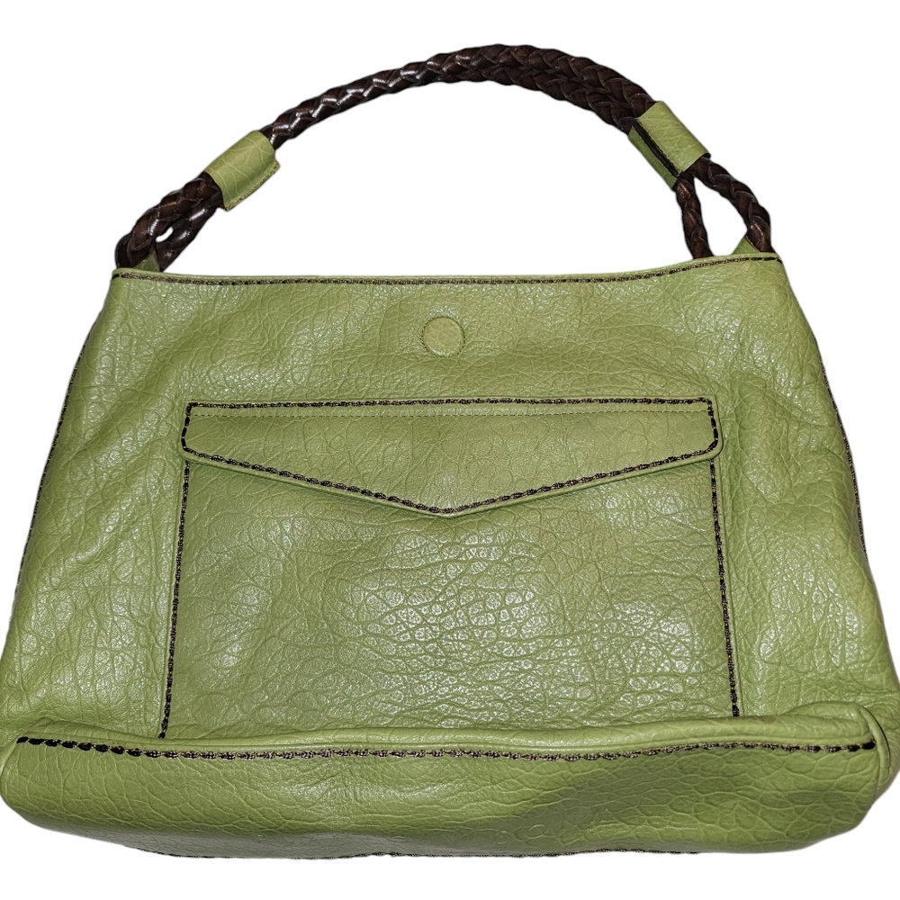 Plinio Visona Light Green Leather Hobo Bag